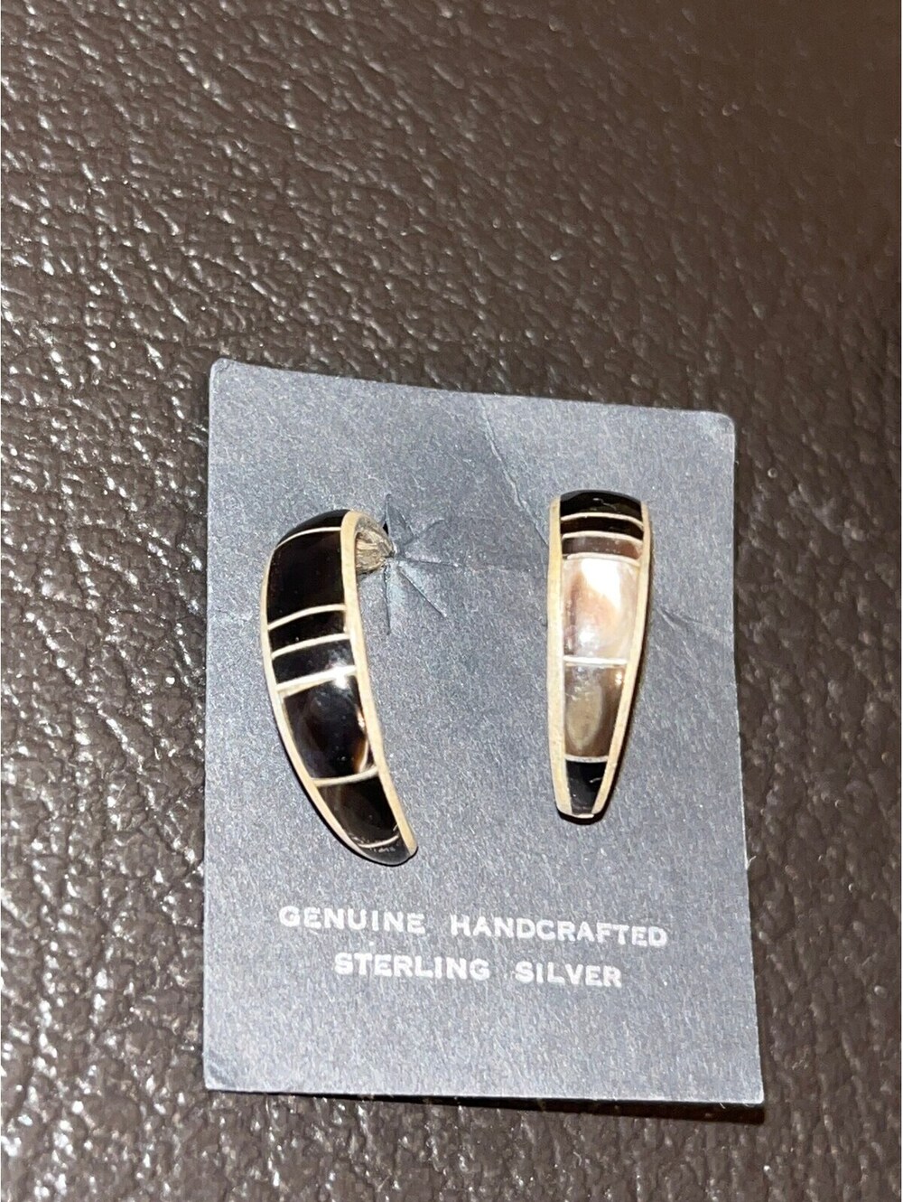 Navajo inlay handmade sterling silver abalone earrings